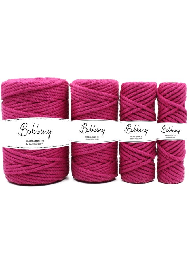 BOBBINY خيط مكرمية قطني مجدول ثلاثي الطبقات من بوبيني (عبوة ملفوفة) مناسب لأعمال المكرمية اليدوية وغيرها من المشاريع | وردي | 4 مم، 20 متر - Image 4